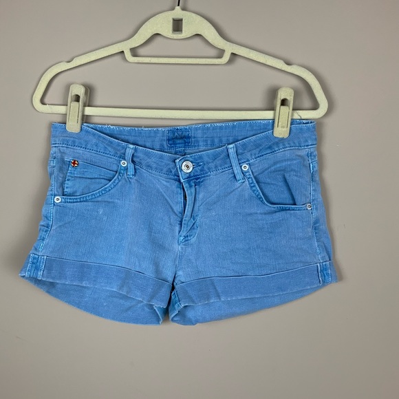bright denim shorts